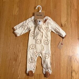 Mini Hop Baby Boy Set Of 2 Footed 1 Pieces W/Matching Lovie